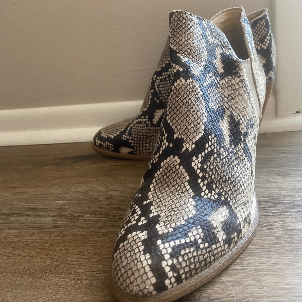 Vince Camuto snake ankle boots